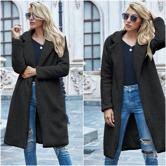 Cream fur long teddy jacket coat fall trench pea - Picture 8 of 10